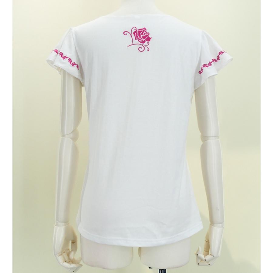 フレンチフリル Tシャツ XL 刺繍ピンク ローズ　ホワイト KD8piwXLb |  | 02