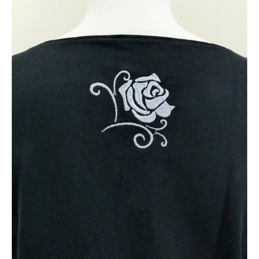 フレンチフリル Tシャツ F 刺繍シルバー ローズ　ブラック KD8sbFb |  | 04
