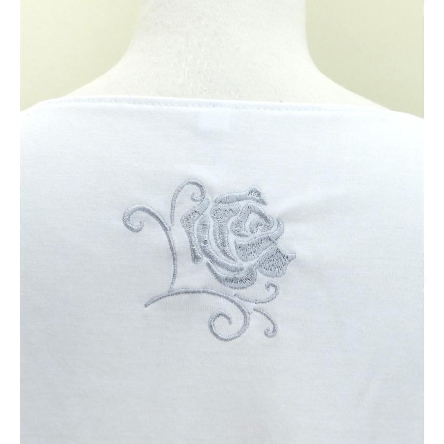 フレンチフリル Tシャツ F 刺繍シルバー ローズ　ホワイト KD8swFb |  | 04