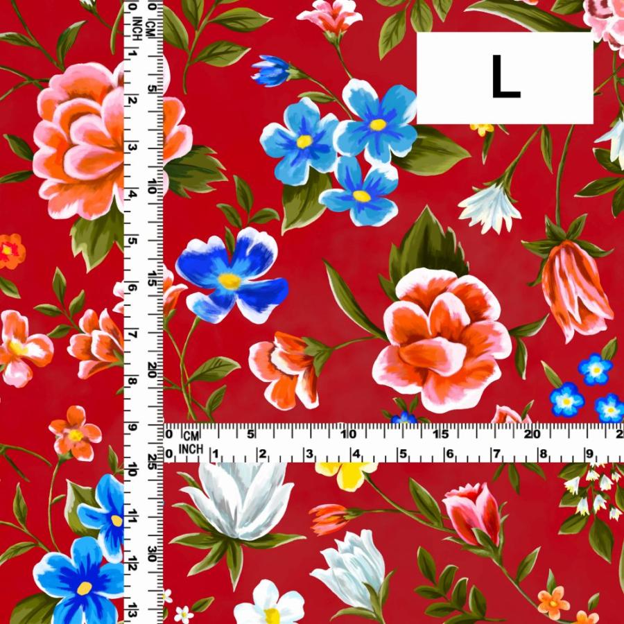 Fernandez Roche 赤　フラメンコ　コルトベス　54 フラメンコ生地 花柄 コシボ・シャンタン・ストレッチベロア