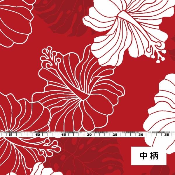 ハワイアン生地 ハワイアンフラワー柄 ストレッチベロア生地