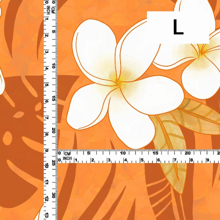 ハワイアン生地 プルメリア柄 コシボ生地 オレンジ KH-568-OR-K 3-5