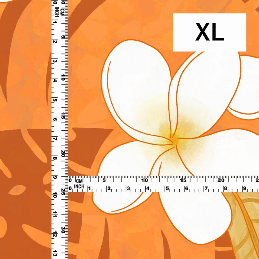 ハワイアン生地 プルメリア柄 コシボ生地 オレンジ KH-568-OR-K 3-5