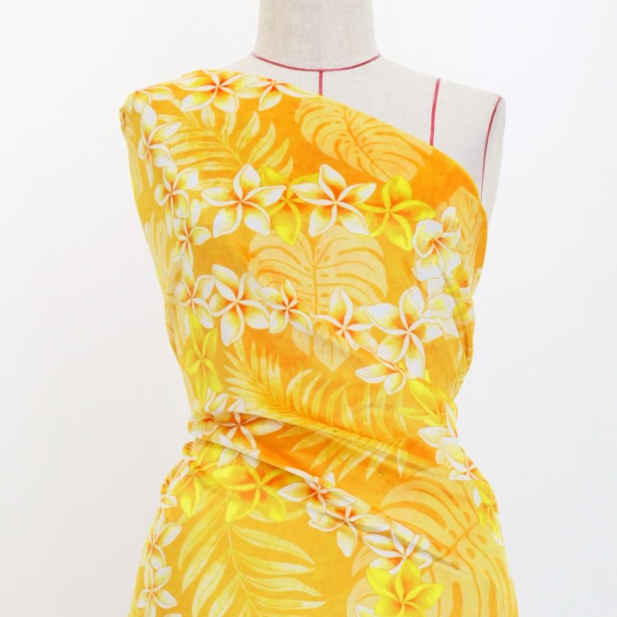 ハワイアン生地 プルメリアレイ柄 コシボ・シャンタン