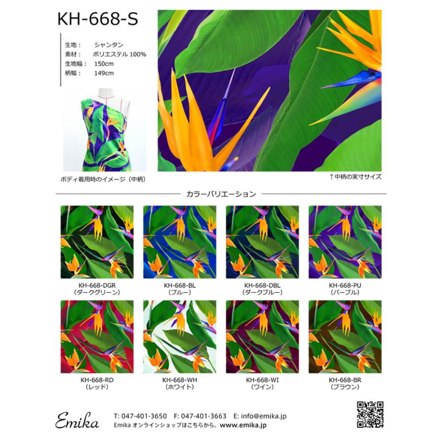 ハワイアン生地サンプル ストレリチア柄 KH-668 | 