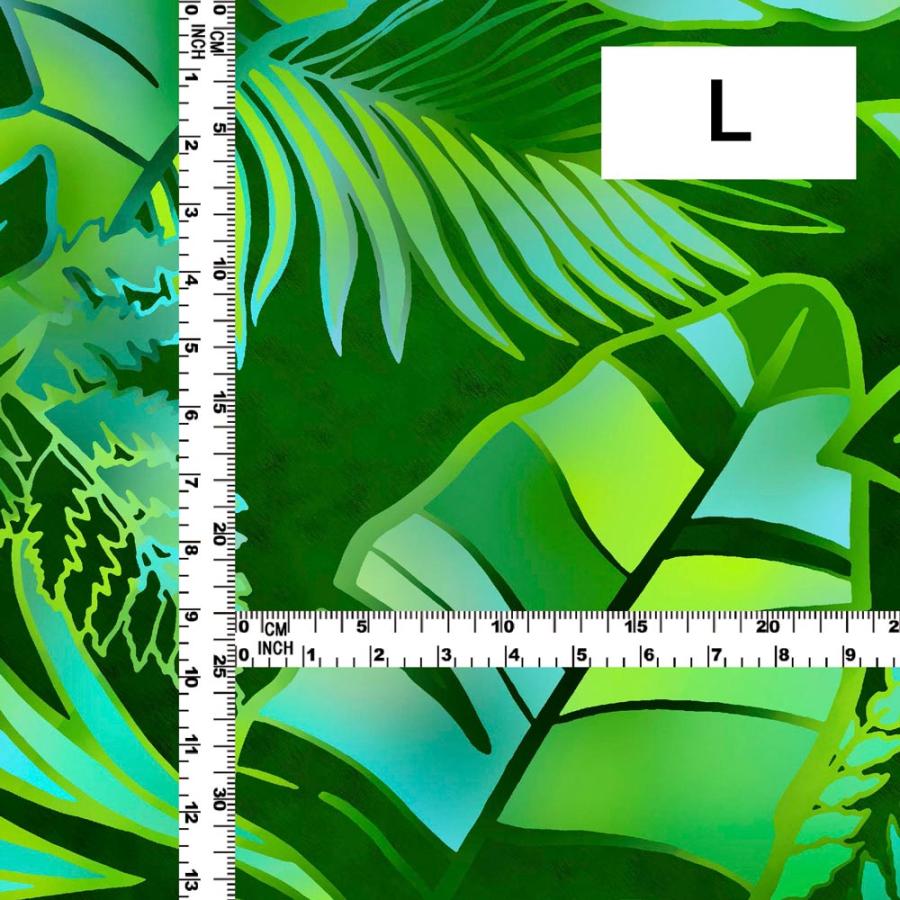 ハワイアン生地 ハワイアンリーフ柄 コシボ・シャンタン・ストレッチベロア選べる生地 ダークグリーン KH-682-DGR 3-5営業日後発送 |  | 04