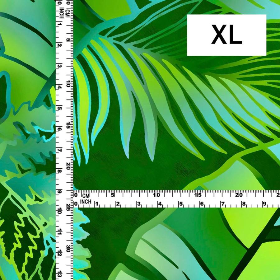 ハワイアン生地 ハワイアンリーフ柄 コシボ・シャンタン・ストレッチベロア選べる生地 ダークグリーン KH-682-DGR 3-5営業日後発送 |  | 05