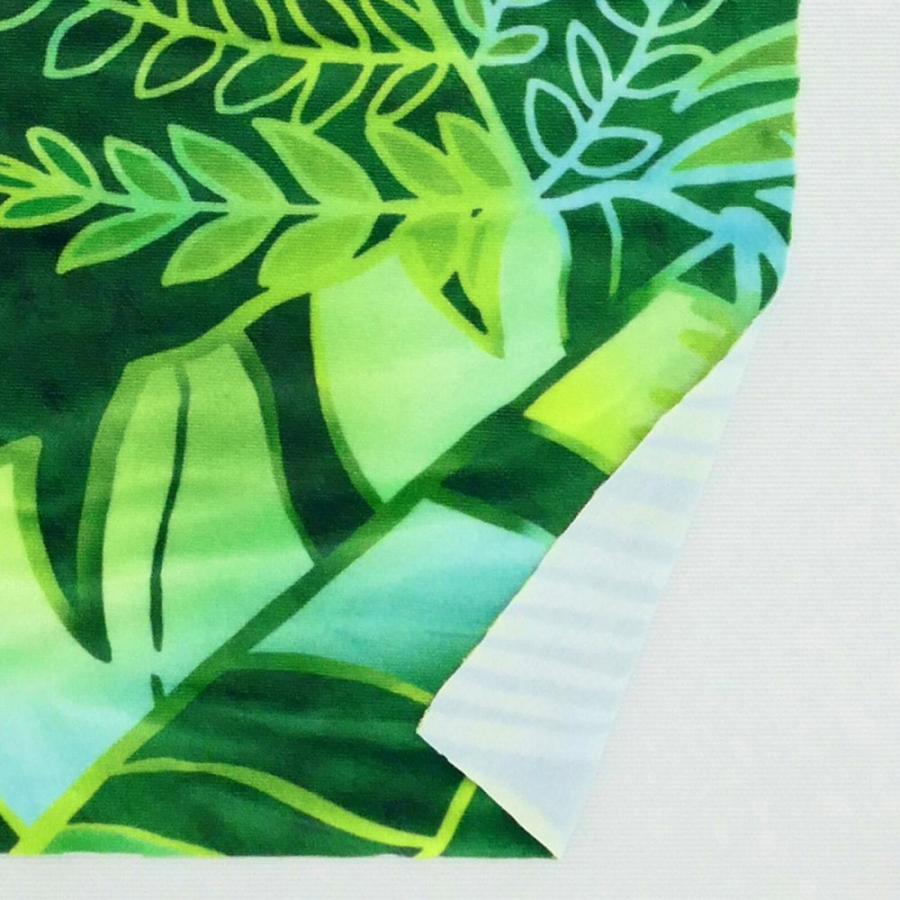 ハワイアン生地 ハワイアンリーフ柄 コシボ・シャンタン・ストレッチベロア選べる生地 ダークグリーン KH-682-DGR 3-5営業日後発送 |  | 08