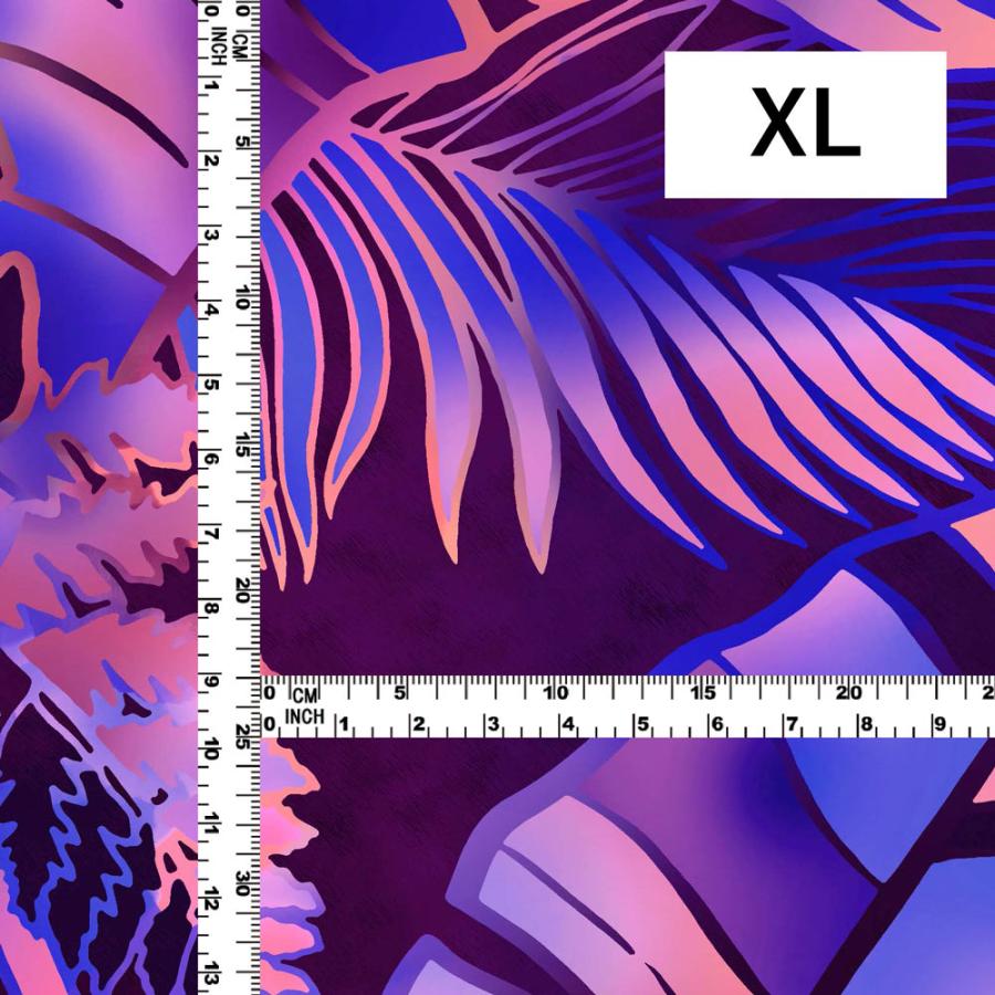 ハワイアン生地 ハワイアンリーフ柄 コシボ・シャンタン・ストレッチベロア選べる生地 パープル KH-682-PU 3-5営業日後発送 |  | 05