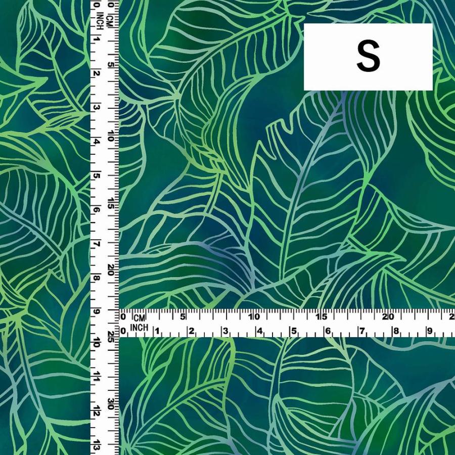 ハワイアン生地 バナナリーフ柄 コシボ・シャンタン・ストレッチベロア選べる生地グリーン KH-692-GR 3-5営業日後発送 |  | 02