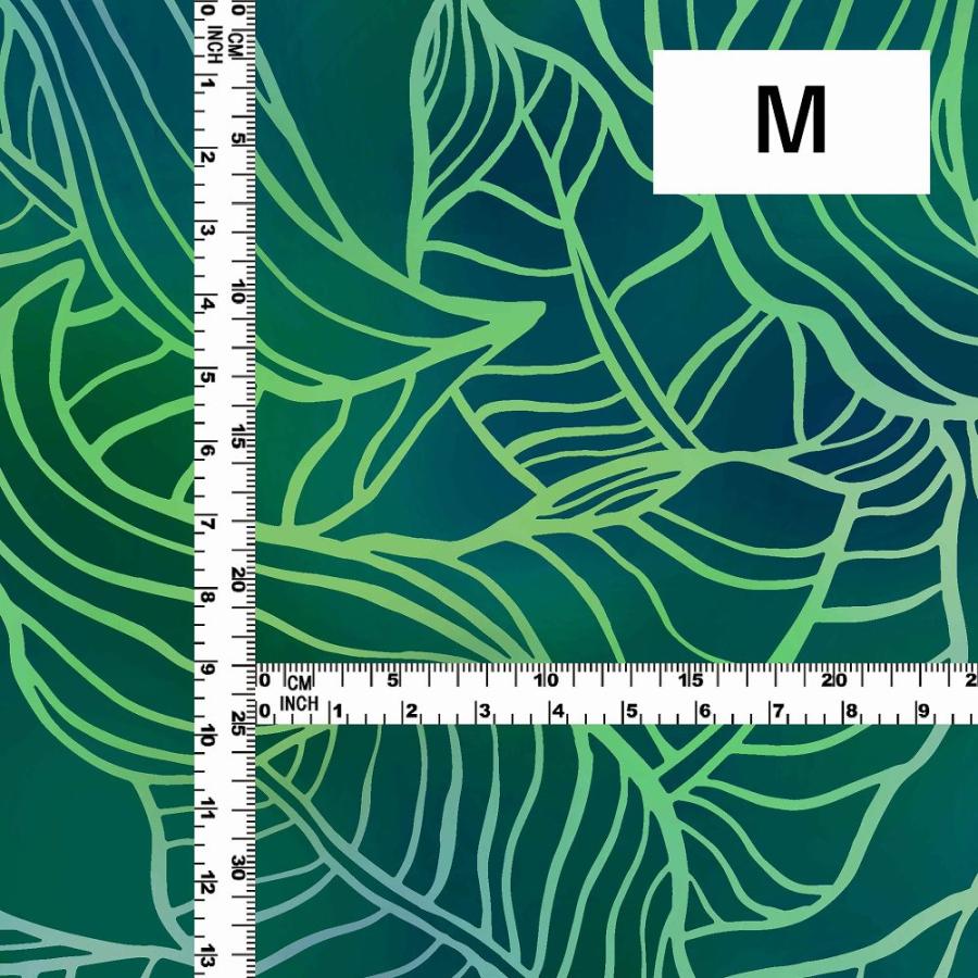 ハワイアン生地 バナナリーフ柄 コシボ・シャンタン・ストレッチベロア選べる生地グリーン KH-692-GR 3-5営業日後発送 |  | 03