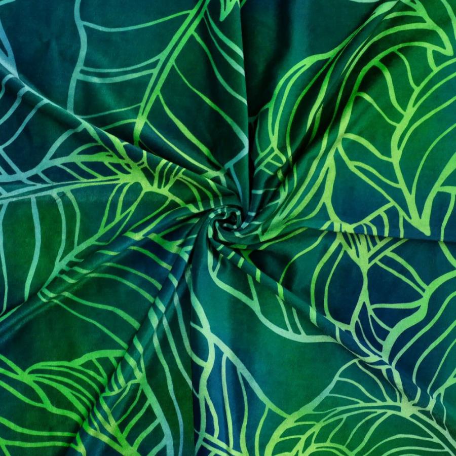 ハワイアン生地 バナナリーフ柄 コシボ・シャンタン・ストレッチベロア選べる生地グリーン KH-692-GR 3-5営業日後発送 |  | 07