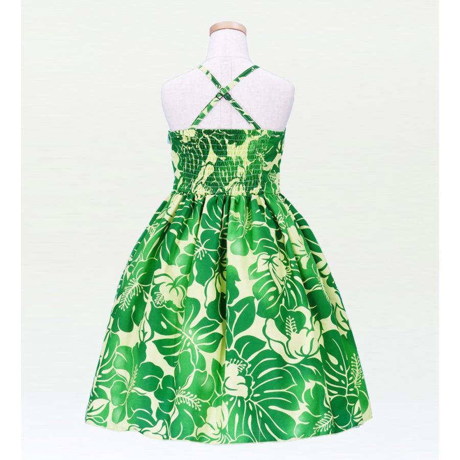 フラダンス ケイキ(キッズ) ミディ丈 ムームードレス グリーン 120