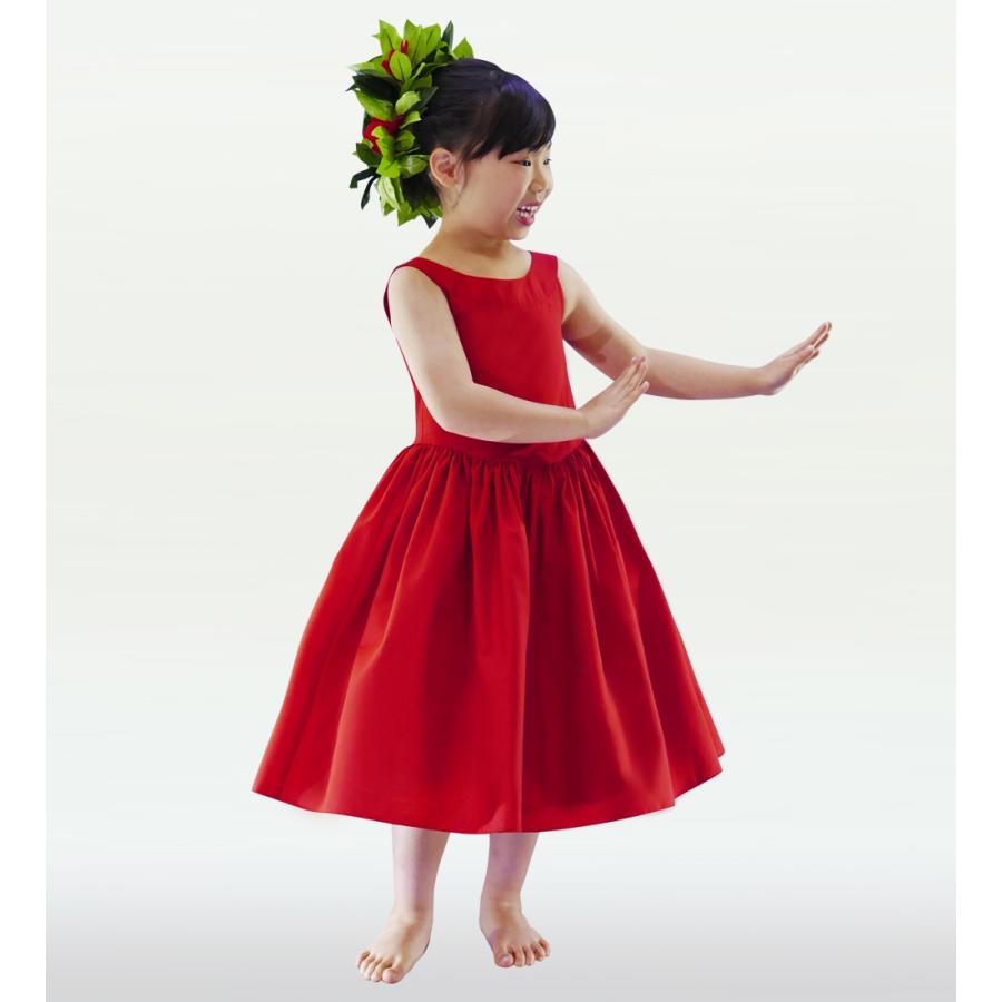 フラダンス ケイキ [120]ミディ丈ヨークドレス レッド p34rd120