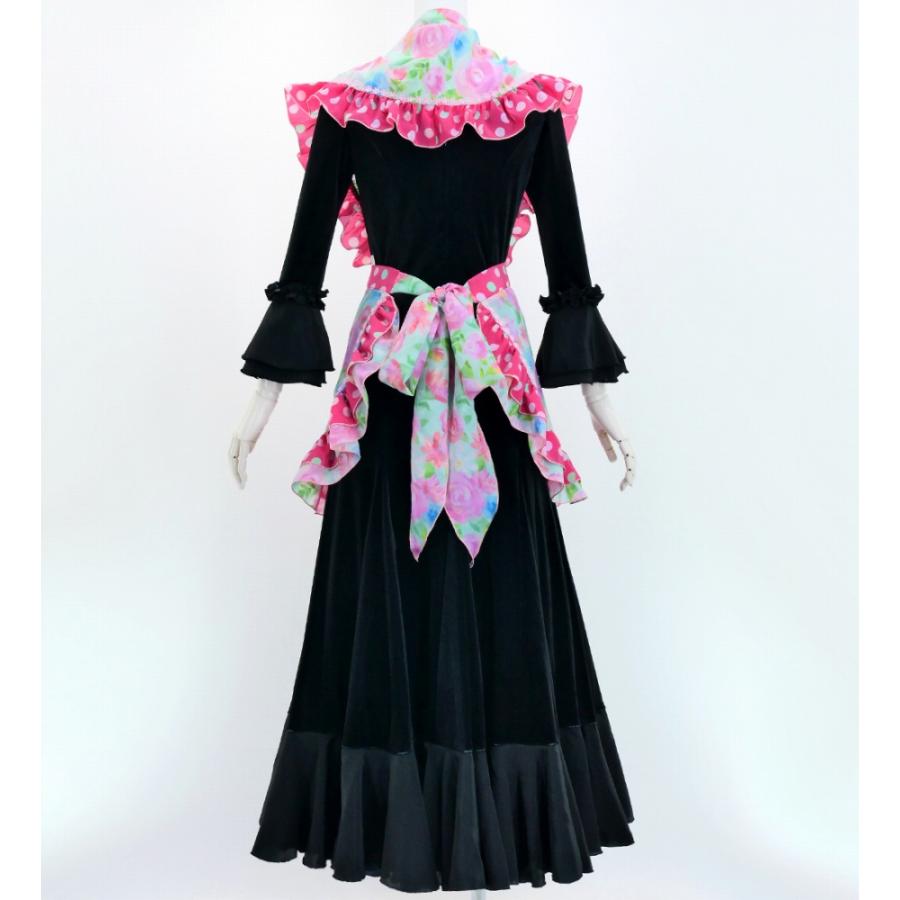 フラメンコ　エプロン ピキージョ フラメンコ ピキージョ・エプロンセット 水彩風花柄 ライトブルー