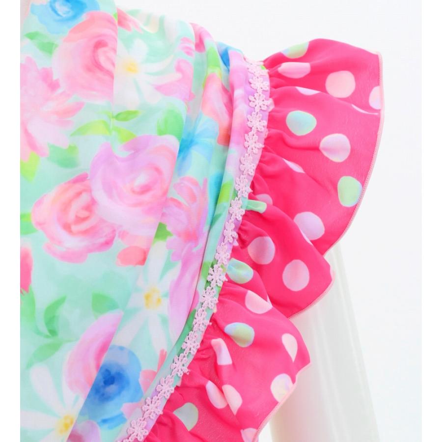 フラメンコ ピキージョ・エプロンセット 水彩風花柄 ライトブルー