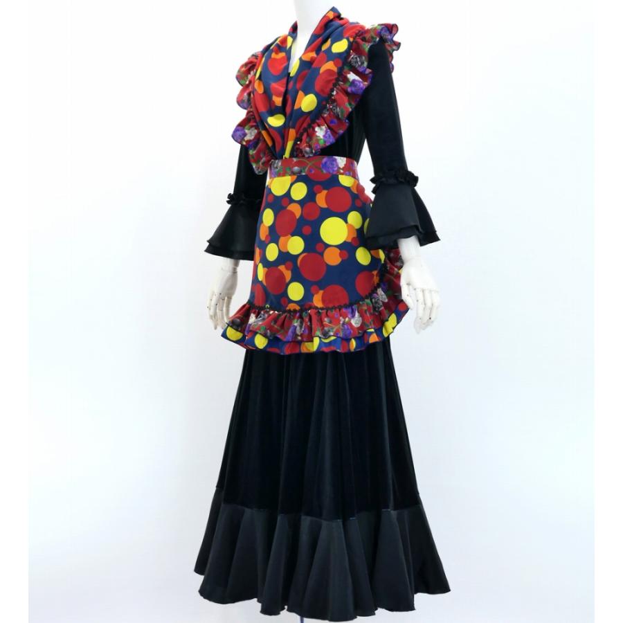 フラメンコ ピキージョ・エプロンセット 水玉 ネイビー×イエロー PA-16