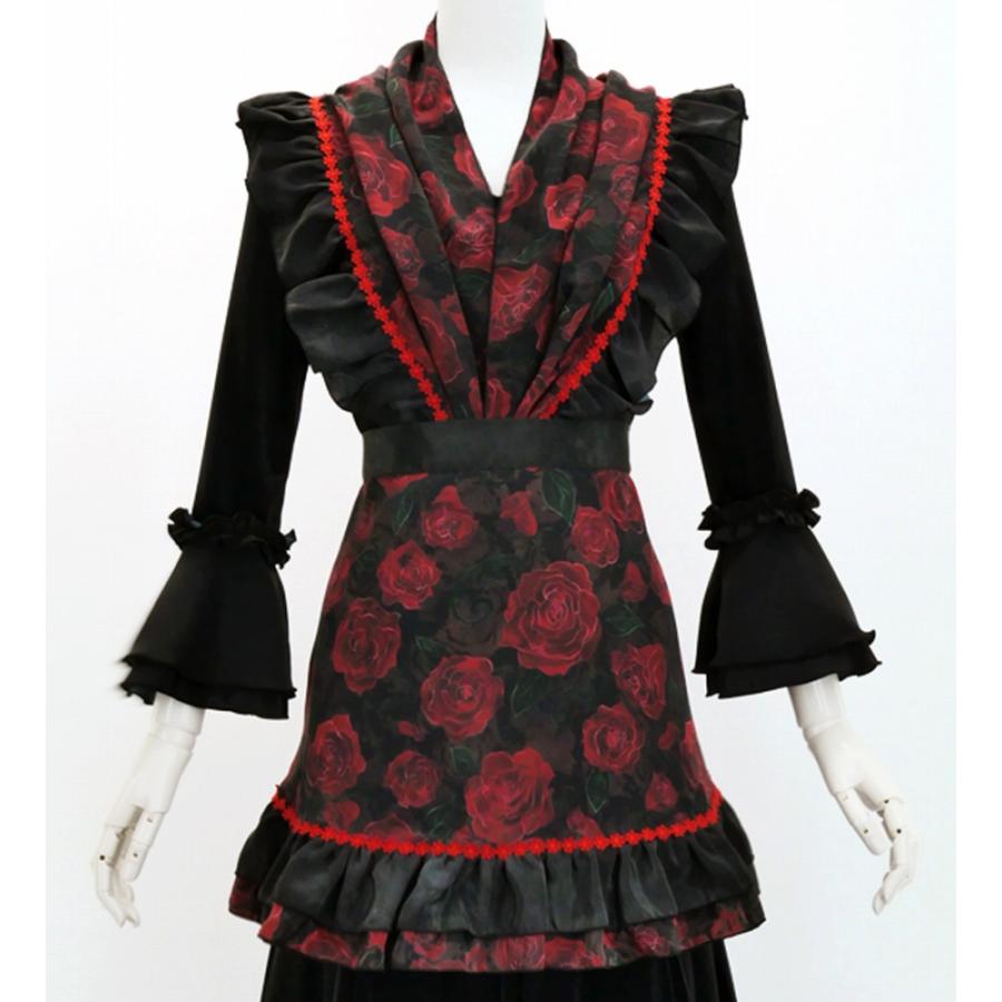 フラメンコ ピキージョ・エプロンセット ローズ ブラック PA-9 : emika