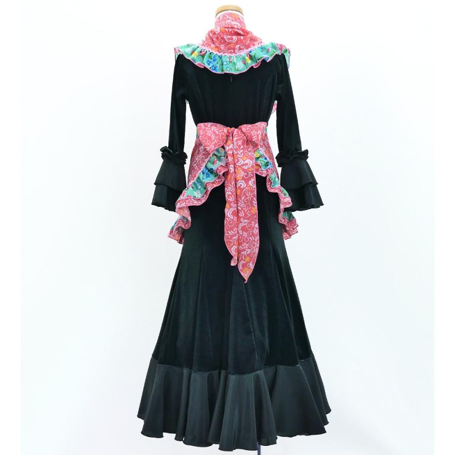 キッズ フラメンコ ピキージョ・エプロンセット 小花柄 ライトピンク S-Lサイズ PAp-10 |  | 02