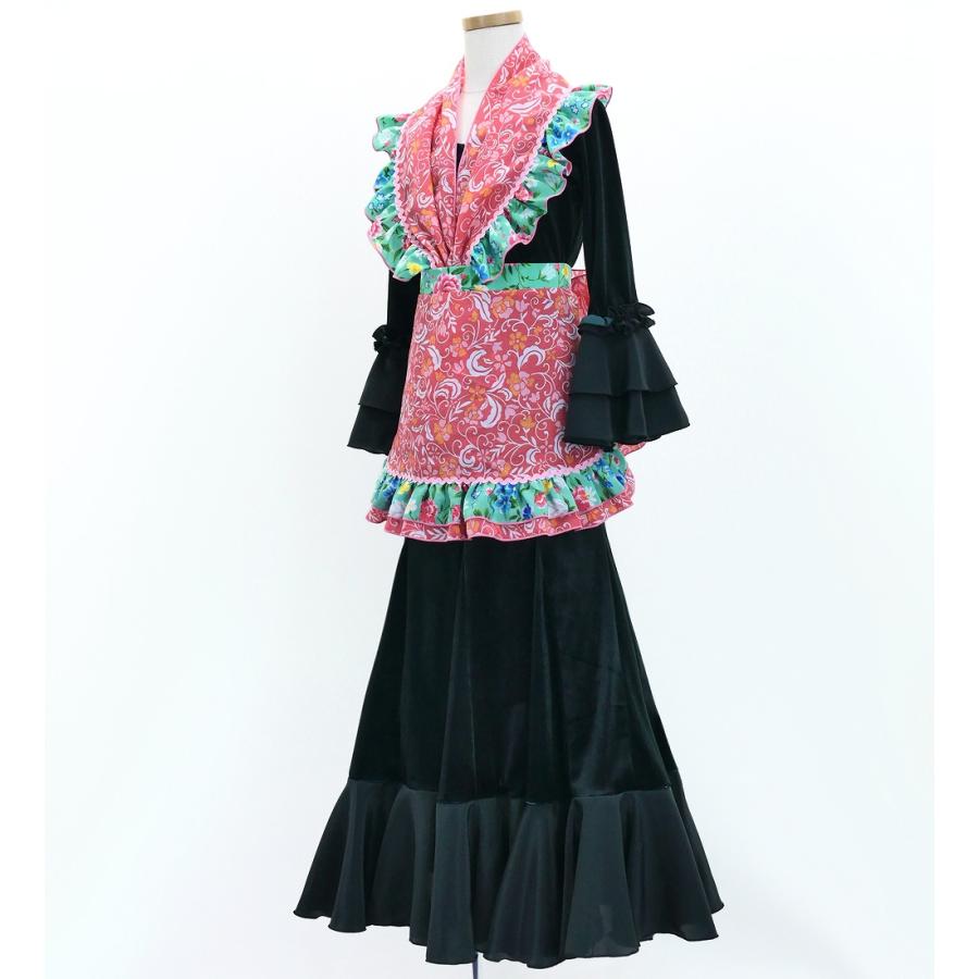 キッズ フラメンコ ピキージョ・エプロンセット 小花柄 ライトピンク S-Lサイズ PAp-10 |  | 03