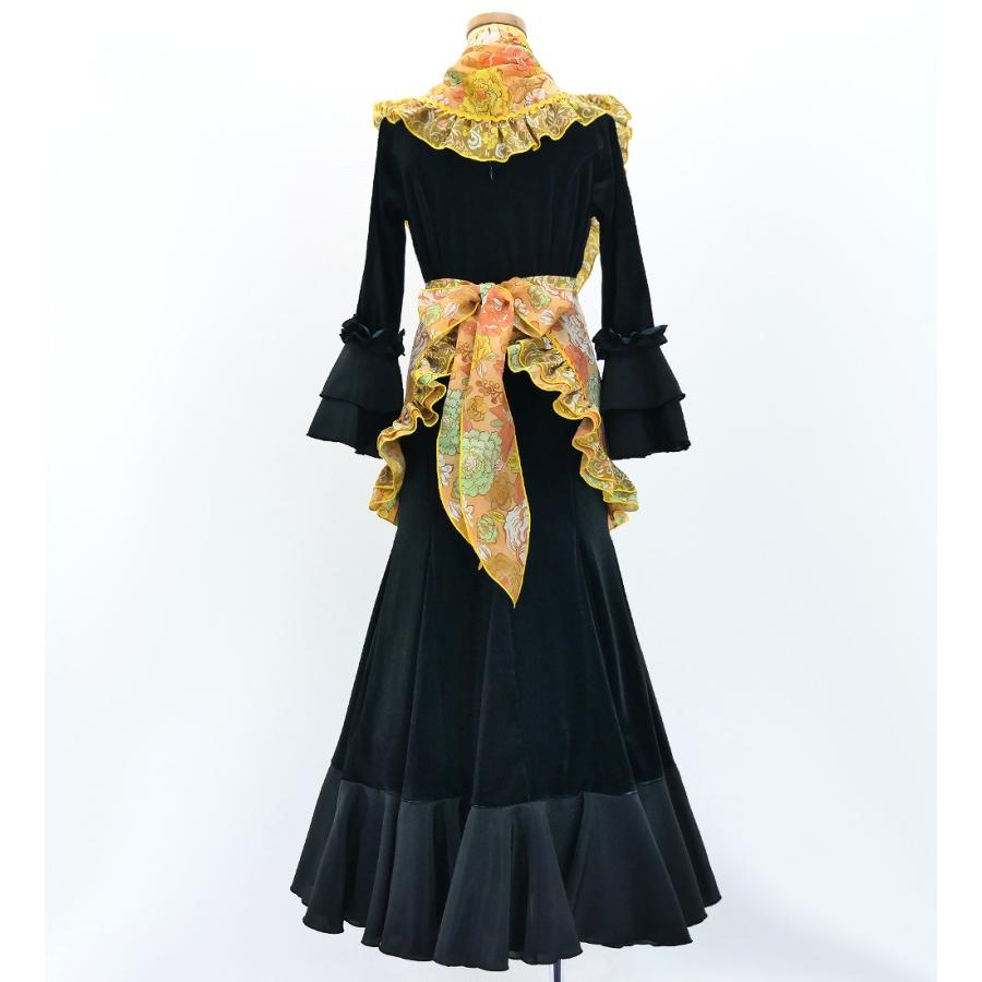 キッズ フラメンコ ピキージョ・エプロンセット モダンフラワー オレンジ S-Lサイズ PAp-11 |  | 02