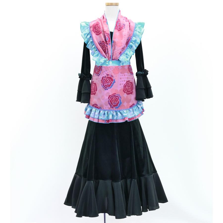 キッズ フラメンコ ピキージョ・エプロンセット ローズ×水玉 ピンク S-Lサイズ PAp-12 |  | 01