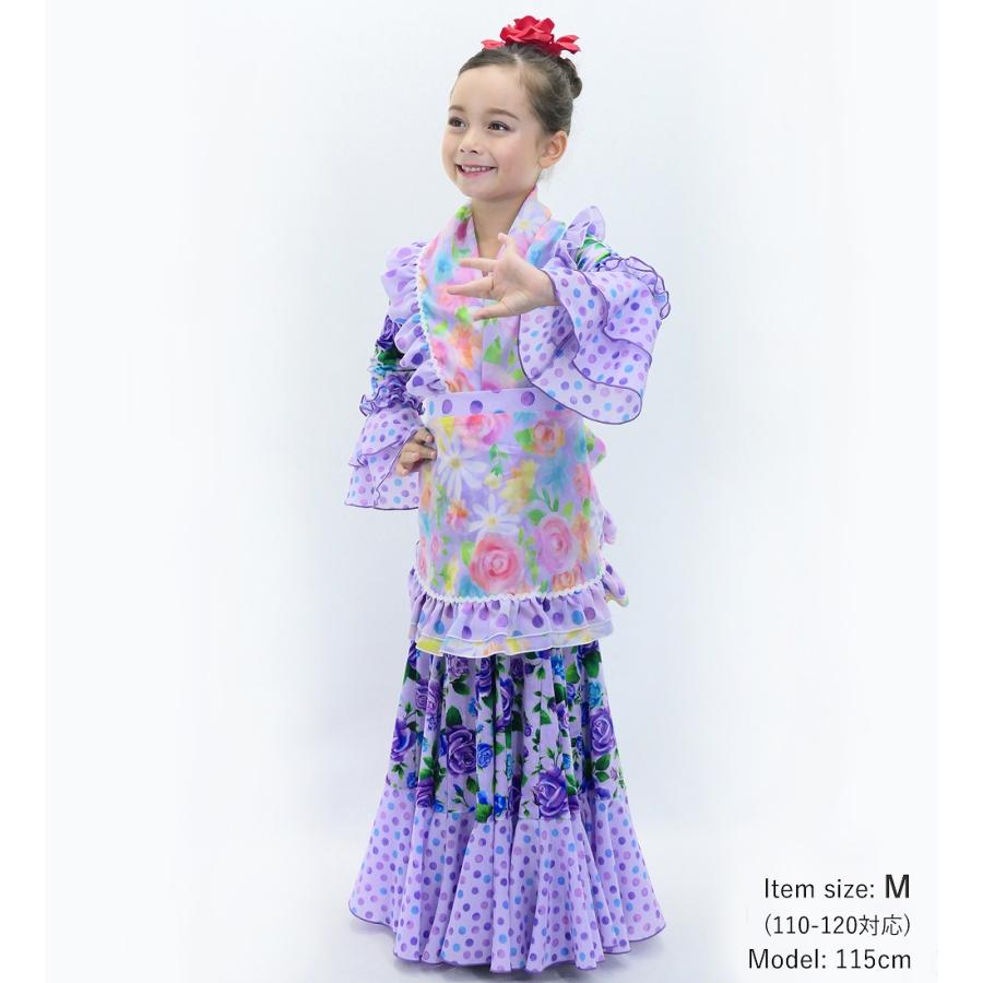 キッズ フラメンコ ピキージョ・エプロンセット 水彩風花柄 ラベンダー×ピンク S-Lサイズ PAp-13 |  | 01