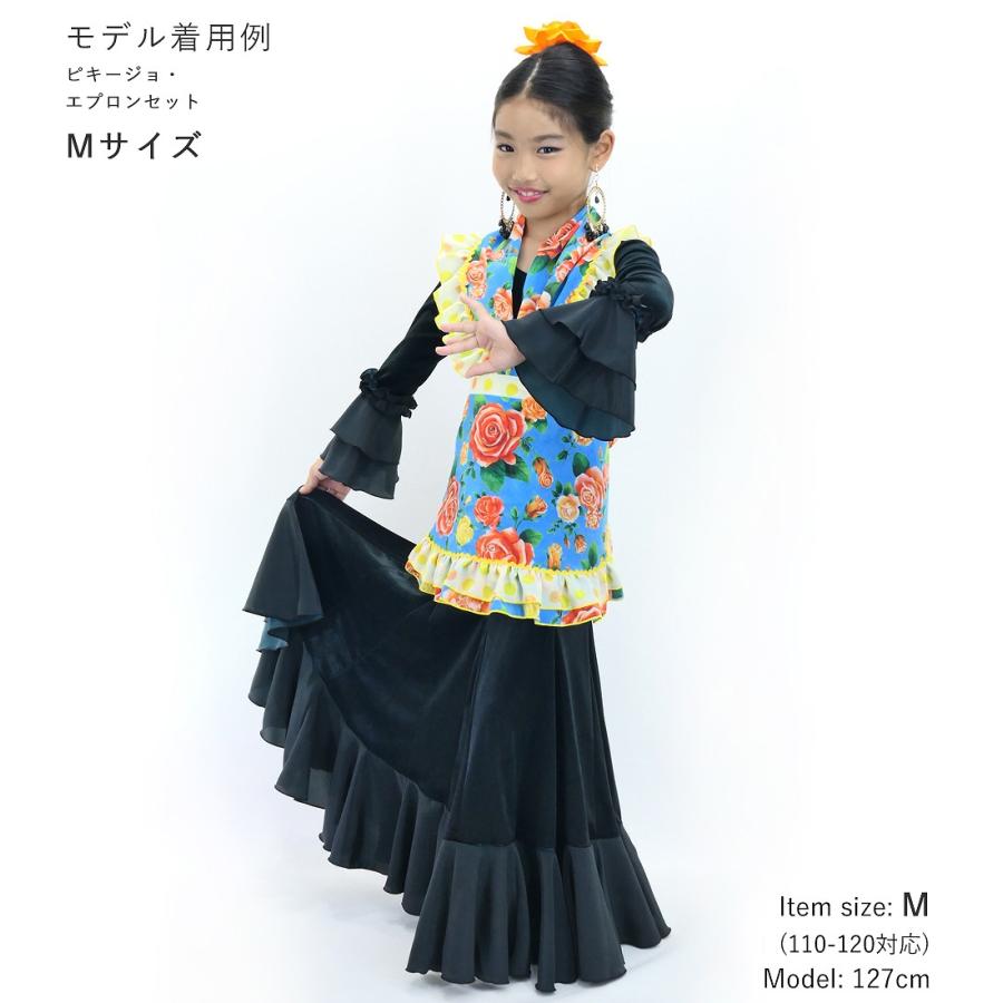 キッズ フラメンコ ピキージョ・エプロンセット 水彩風花柄 ラベンダー×ピンク S-Lサイズ PAp-13 |  | 10