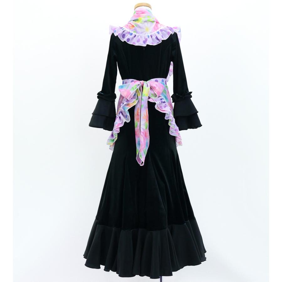 キッズ フラメンコ ピキージョ・エプロンセット 水彩風花柄 ラベンダー×ピンク S-Lサイズ PAp-13 |  | 03