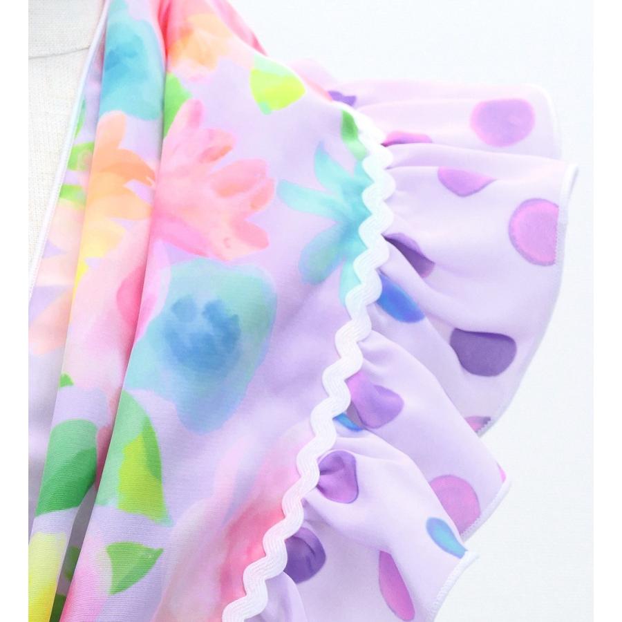 キッズ フラメンコ ピキージョ・エプロンセット 水彩風花柄 ラベンダー×ピンク S-Lサイズ PAp-13 |  | 06