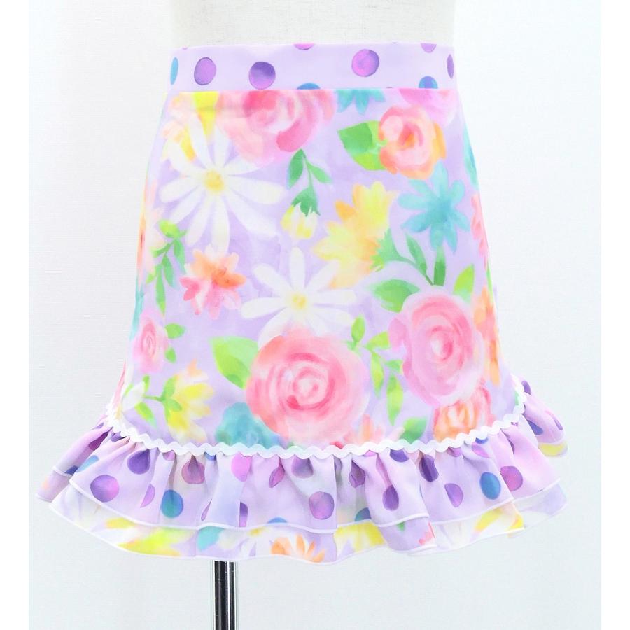 キッズ フラメンコ ピキージョ・エプロンセット 水彩風花柄 ラベンダー×ピンク S-Lサイズ PAp-13 |  | 07