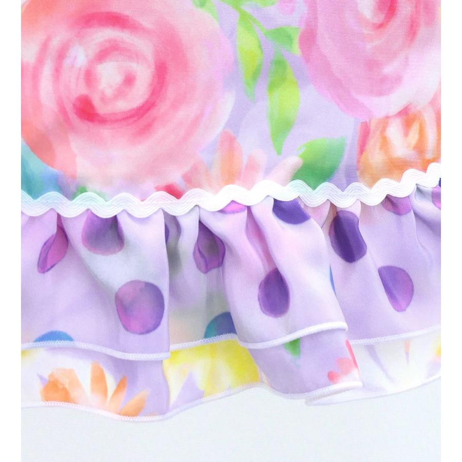 キッズ フラメンコ ピキージョ・エプロンセット 水彩風花柄 ラベンダー×ピンク S-Lサイズ PAp-13 |  | 08