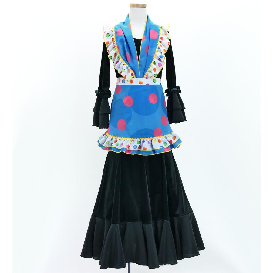 キッズ フラメンコ ピキージョ・エプロンセット 水玉 ライトブルー S-Lサイズ PAp-15 |  | 01