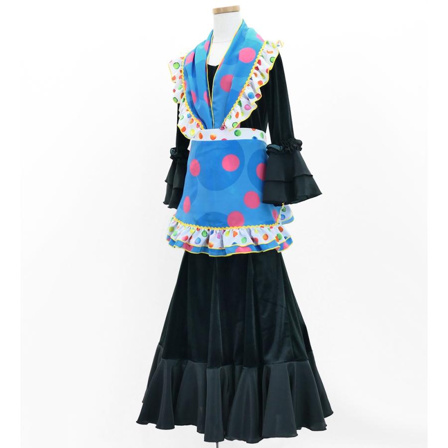 キッズ フラメンコ ピキージョ・エプロンセット 水玉 ライトブルー S-Lサイズ PAp-15 |  | 03