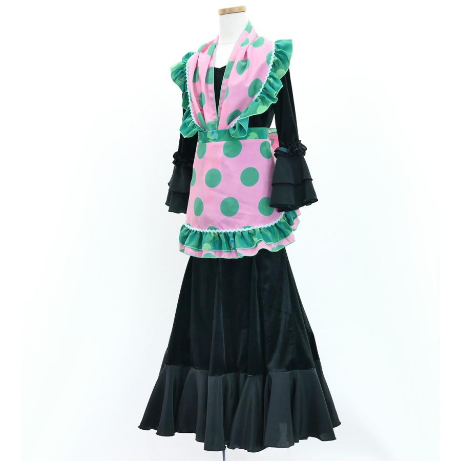 キッズ フラメンコ ピキージョ・エプロンセット 水玉 ライトピンク