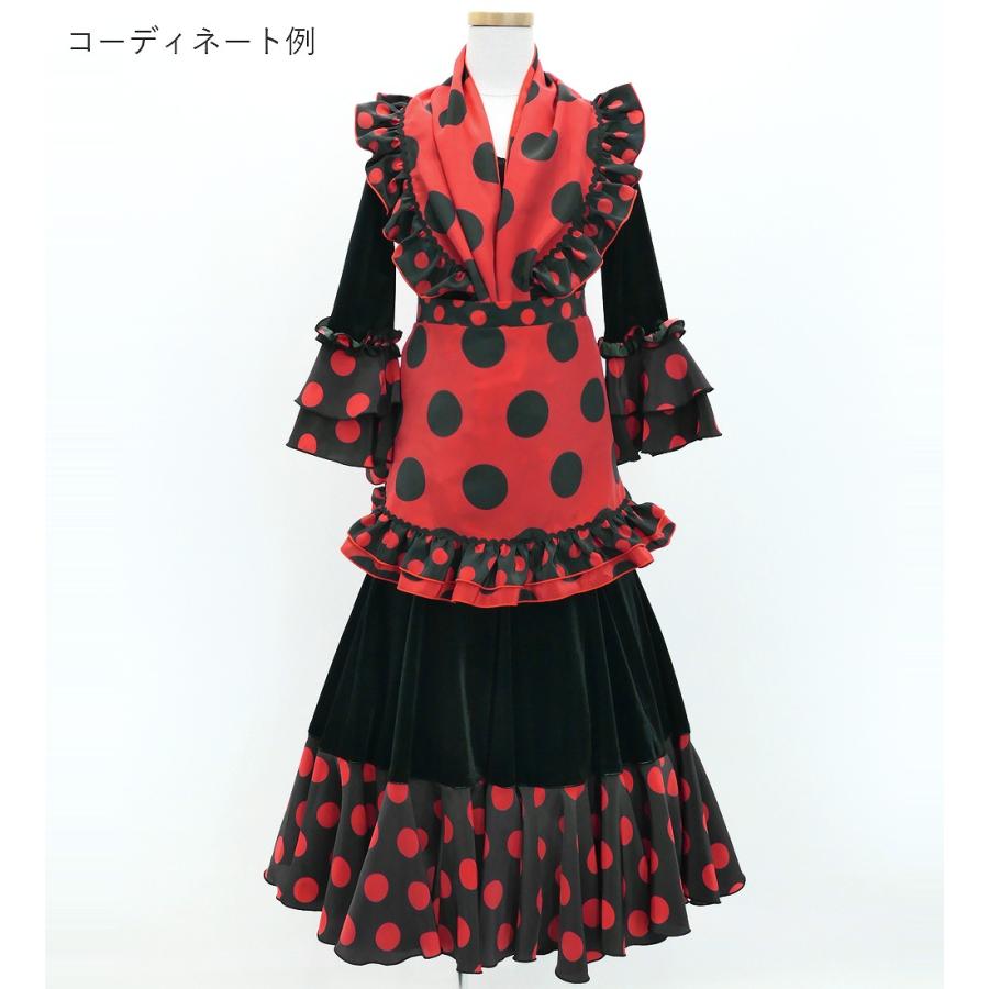 キッズ フラメンコ ピキージョ・エプロンセット 水玉 レッド×ブラック S-Lサイズ PAp-1 |  | 08