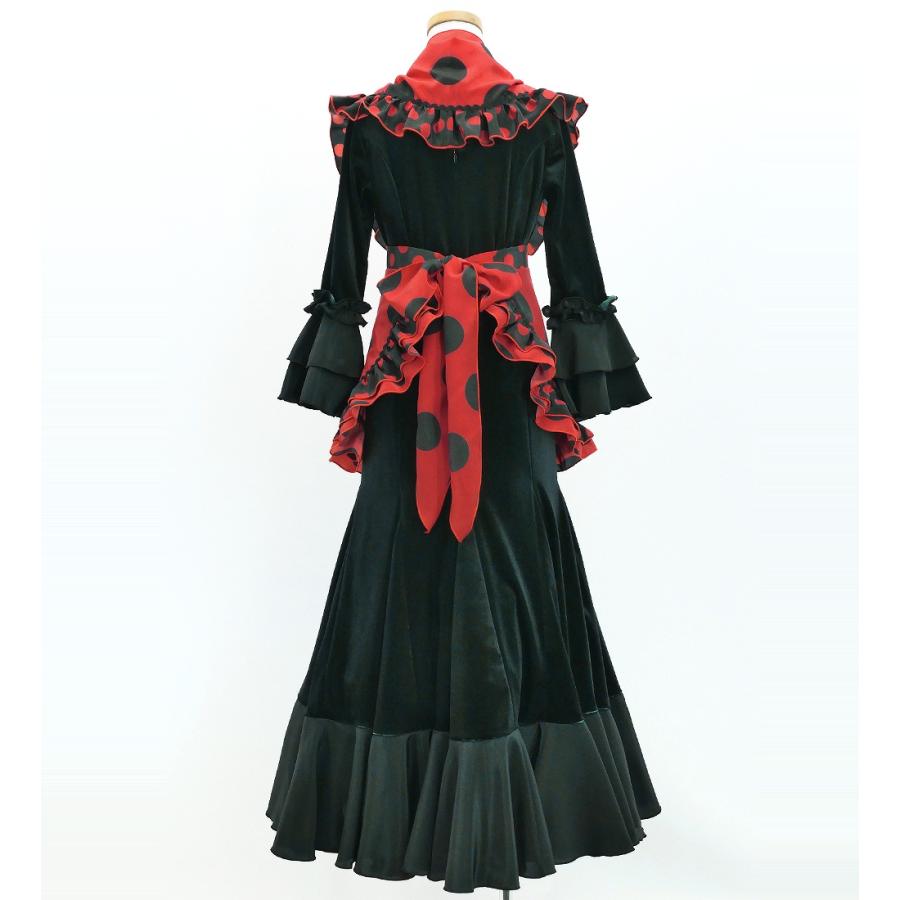 キッズ フラメンコ ピキージョ・エプロンセット 水玉 レッド×ブラック S-Lサイズ PAp-1 |  | 02