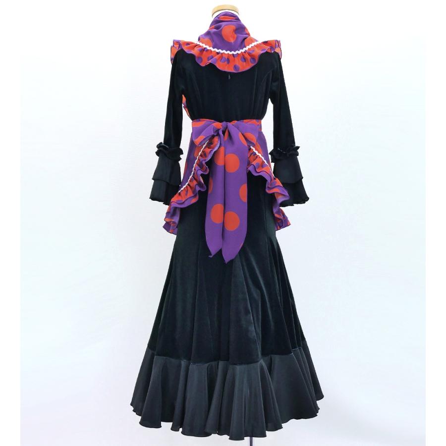 キッズ フラメンコ ピキージョ・エプロンセット 水玉 パープル×オレンジ S-Lサイズ PAp-2 |  | 02