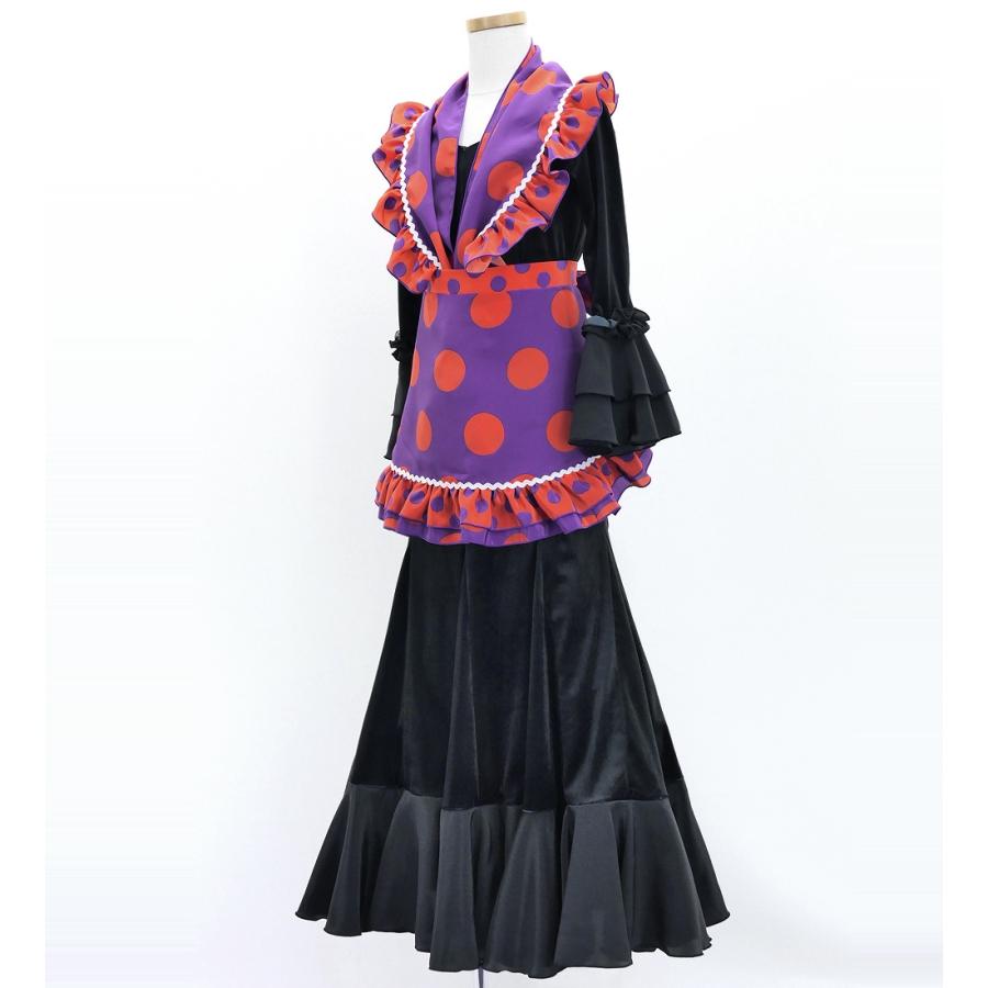 キッズ フラメンコ ピキージョ・エプロンセット 水玉 パープル×オレンジ S-Lサイズ PAp-2 |  | 03