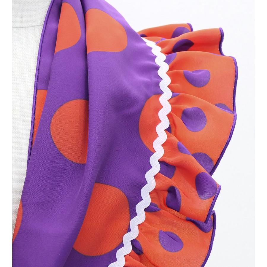 キッズ フラメンコ ピキージョ・エプロンセット 水玉 パープル×オレンジ S-Lサイズ PAp-2 |  | 05