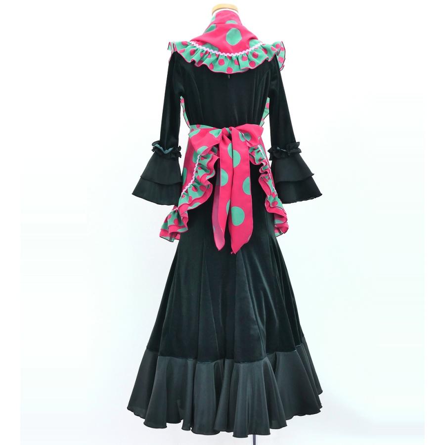 キッズ フラメンコ ピキージョ・エプロンセット 水玉 ピンク×ターコイズブルー S-Lサイズ PAp-3 |  | 02