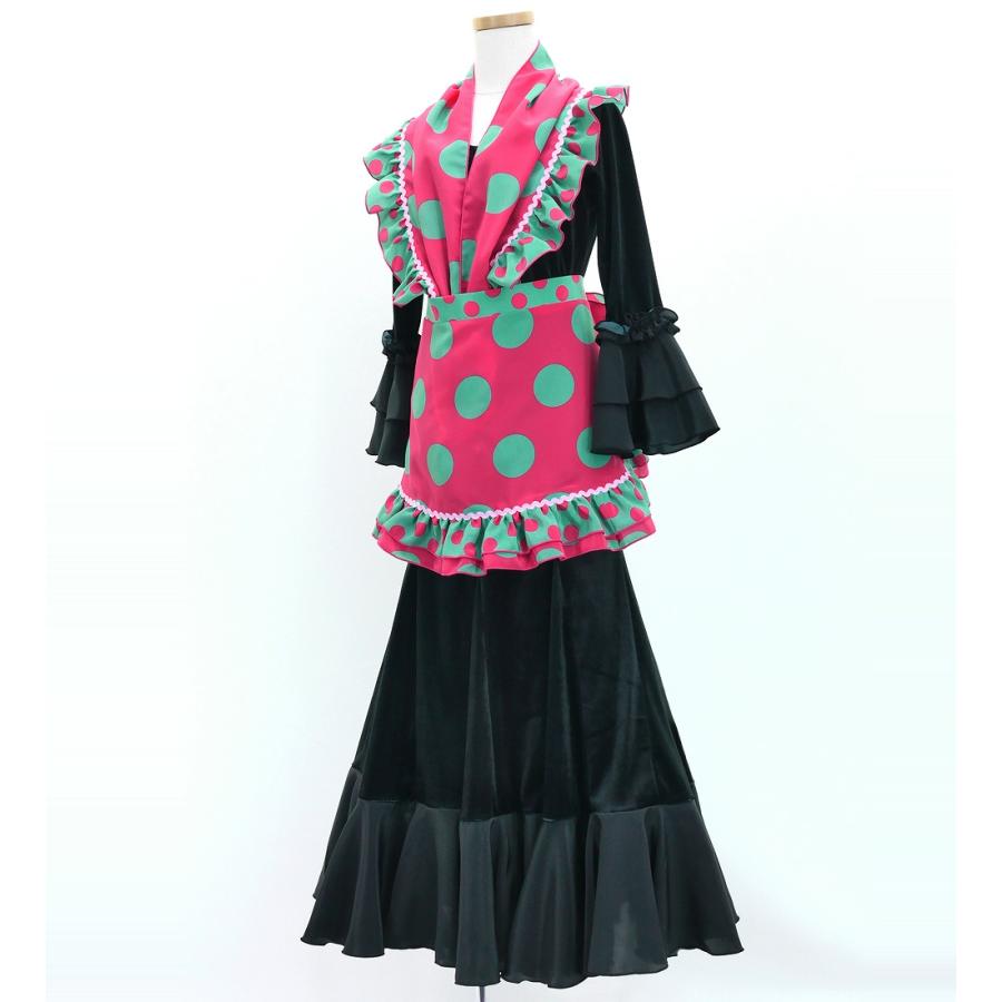 キッズ フラメンコ ピキージョ・エプロンセット 水玉 ピンク×ターコイズブルー S-Lサイズ PAp-3 |  | 03