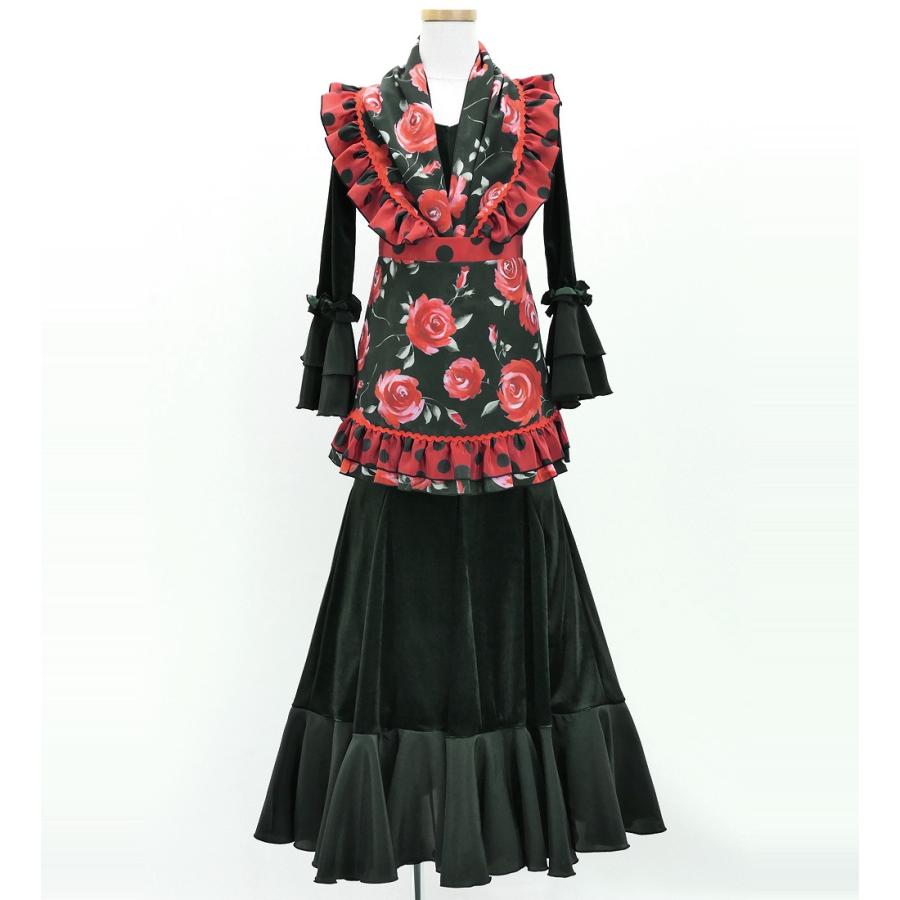 キッズ フラメンコ ピキージョ・エプロンセット ローズ ブラック S-Lサイズ PAp-4 |  | 01