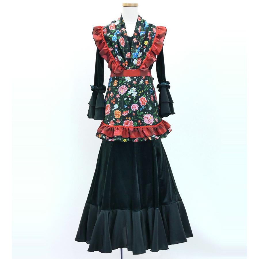 キッズ フラメンコ ピキージョ・エプロンセット 花柄 ブラック S-Lサイズ PAp-5 |  | 02