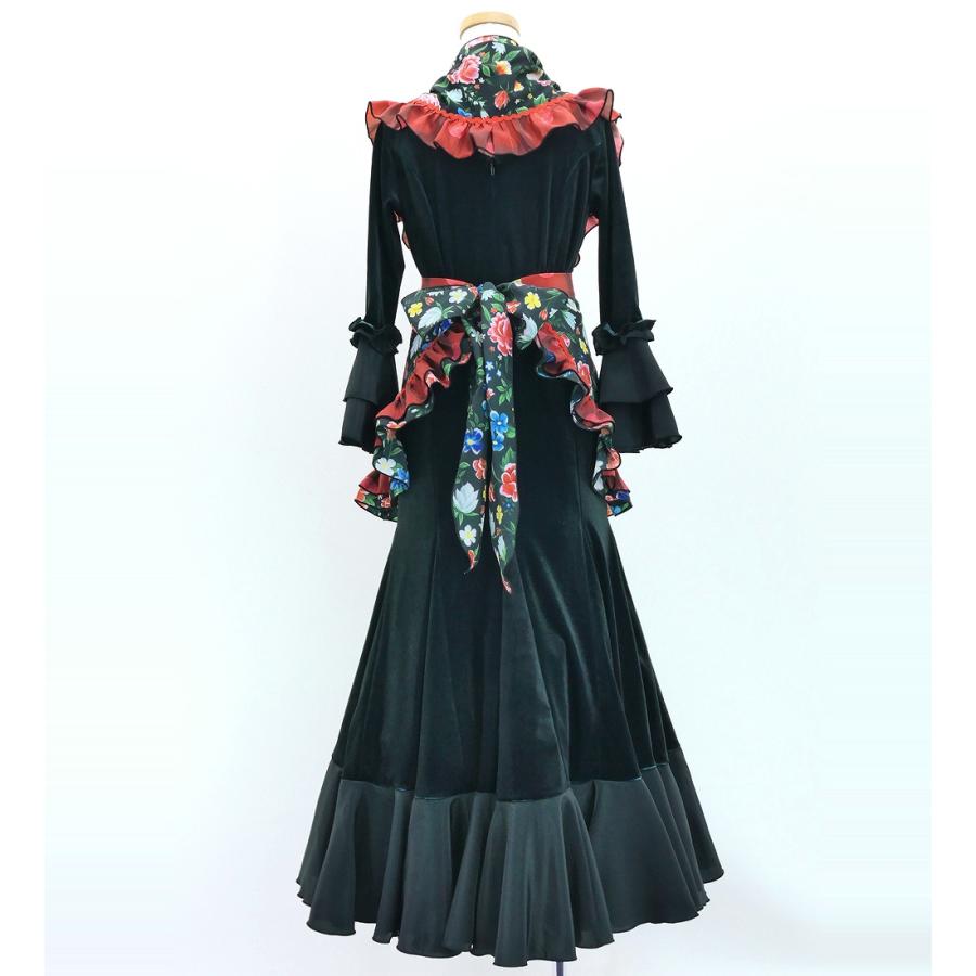 キッズ フラメンコ ピキージョ・エプロンセット 花柄 ブラック S-Lサイズ PAp-5 |  | 03