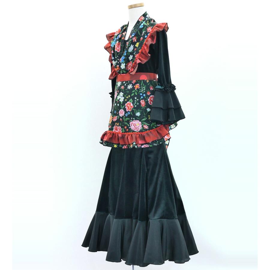 キッズ フラメンコ ピキージョ・エプロンセット 花柄 ブラック S-Lサイズ PAp-5 |  | 04