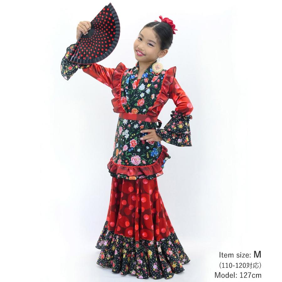 キッズ フラメンコ ピキージョ・エプロンセット 花柄 ブラック S-Lサイズ PAp-5 |  | 01