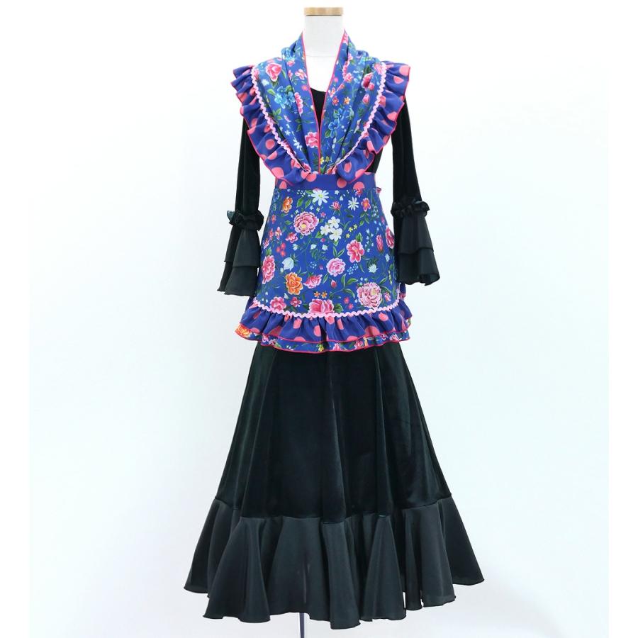 キッズ フラメンコ ピキージョ・エプロンセット 花柄 ブルー S-Lサイズ PAp-7 |  | 01