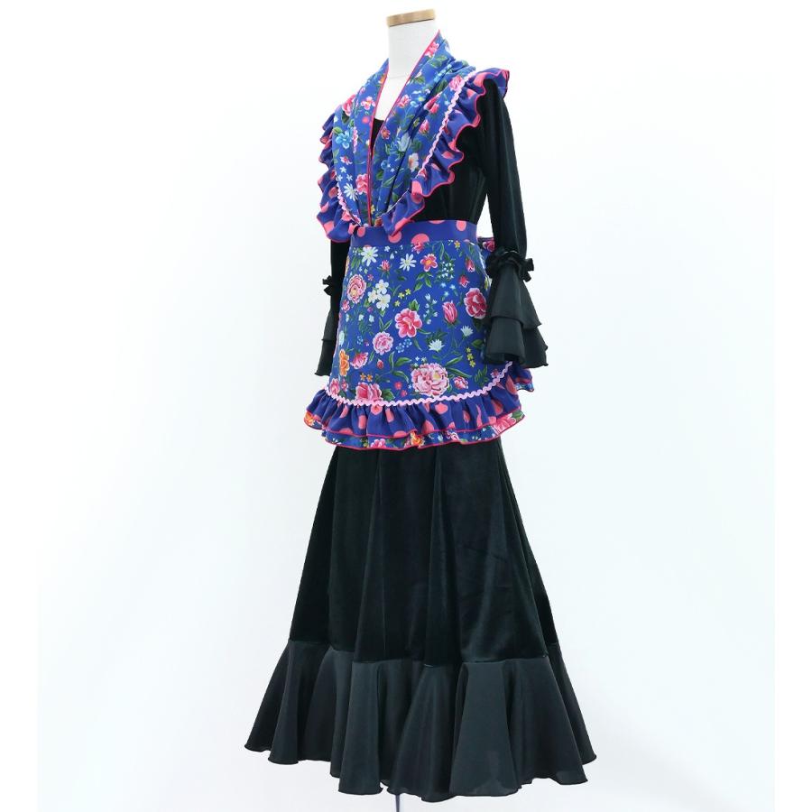 キッズ フラメンコ ピキージョ・エプロンセット 花柄 ブルー S-Lサイズ PAp-7 |  | 03