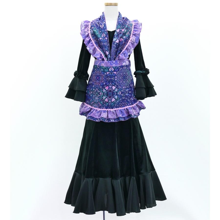 キッズ フラメンコ ピキージョ・エプロンセット アラベスク ネイビー S-Lサイズ PAp-8 |  | 01